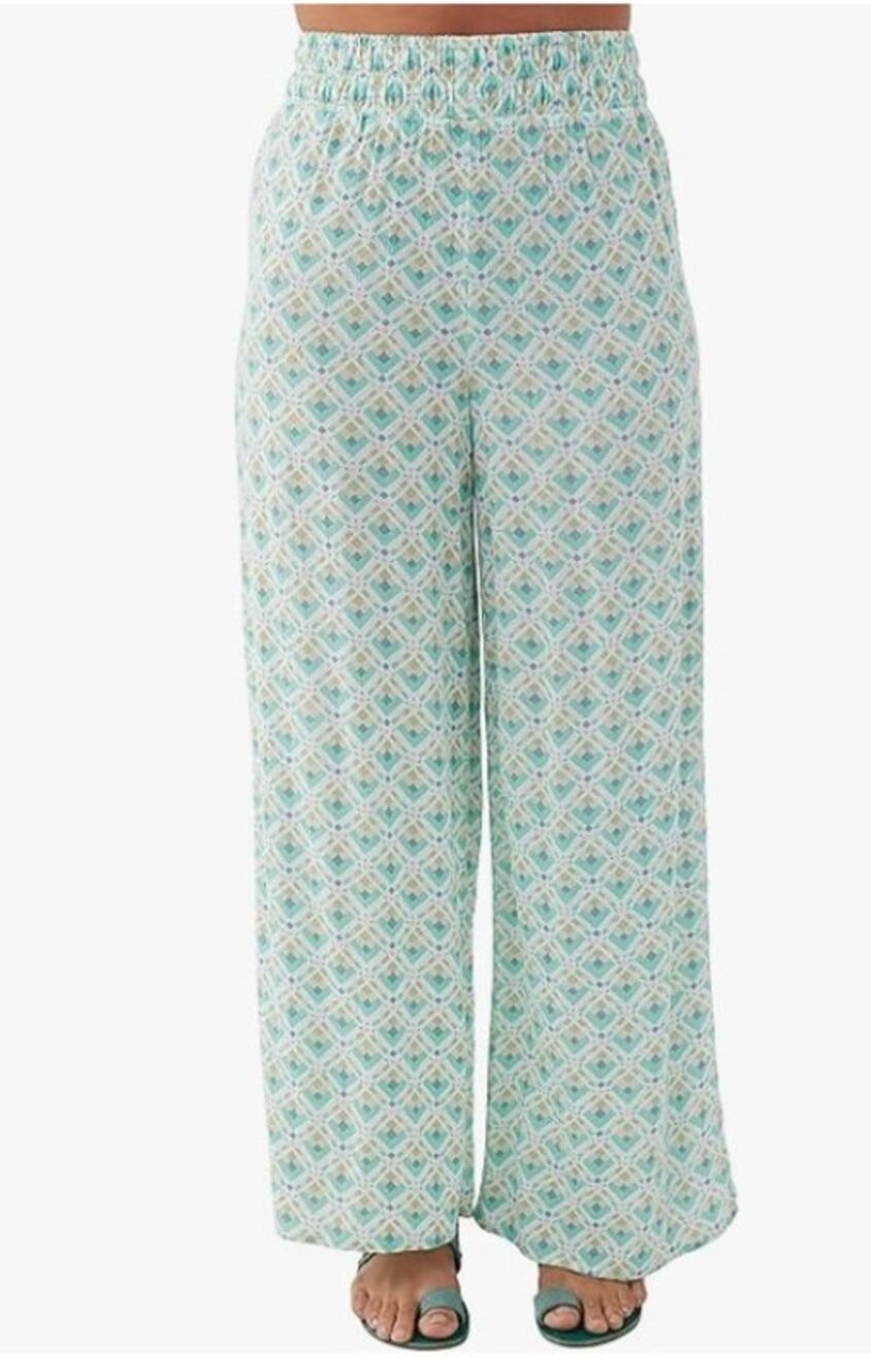 O'Neill Large Pati Beach Pants Ocean Wave Pants Green Print Vicose